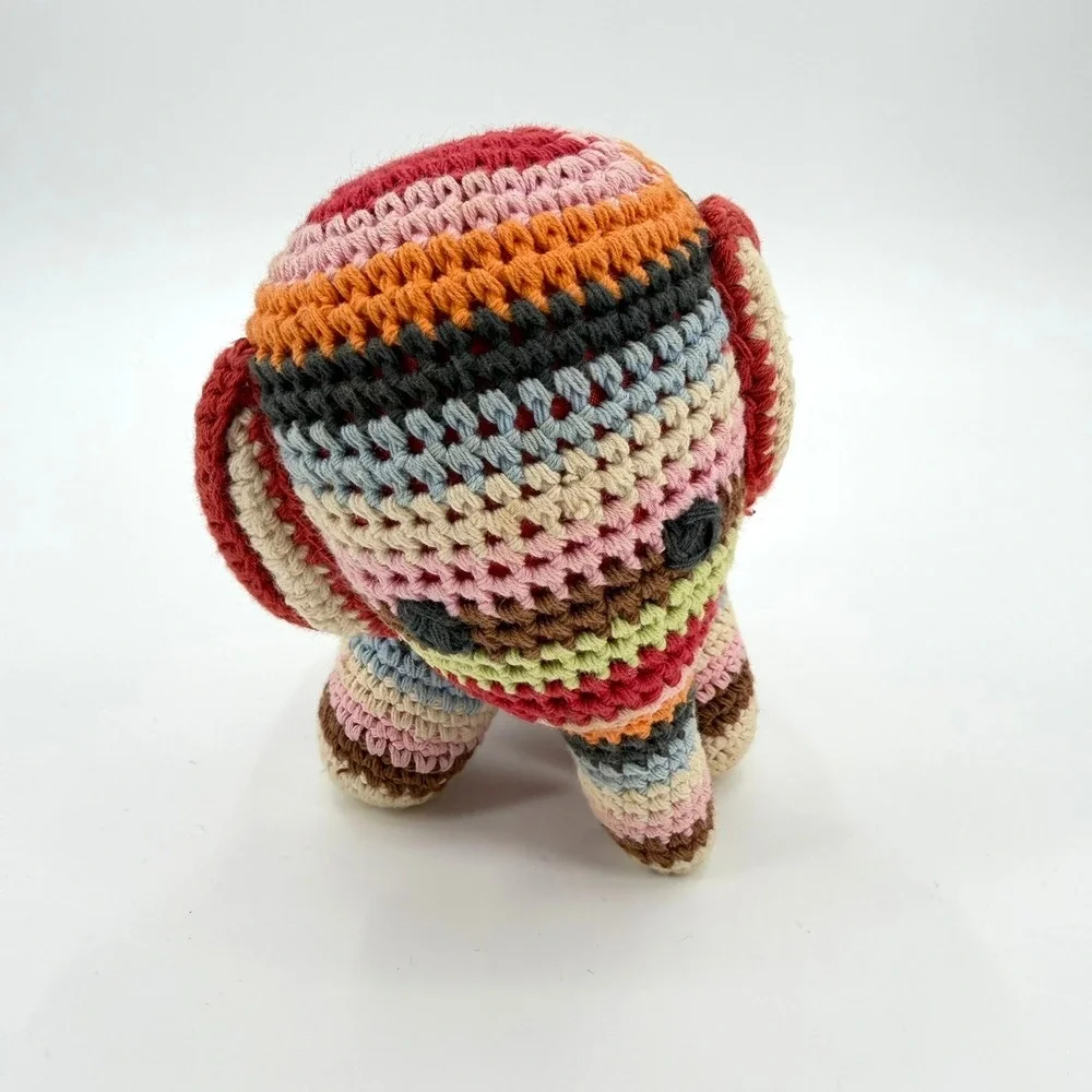 Anne-Claire Petit Crochet Elephant Stuffed Animal Multicolor Striped Knit Toy